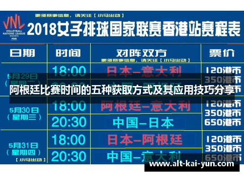 阿根廷比赛时间的五种获取方式及其应用技巧分享