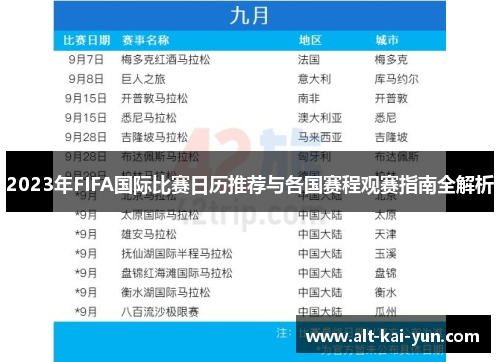 2023年FIFA国际比赛日历推荐与各国赛程观赛指南全解析 2023年FIFA国际比赛日历推荐与各国赛程观赛指南全解析